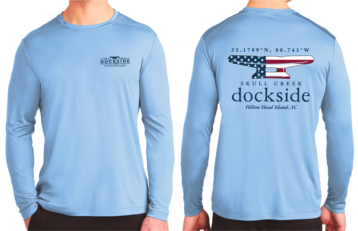 USA Cleat Dri Fit Long Sleeve Carolina Blue Skull Creek Dockside