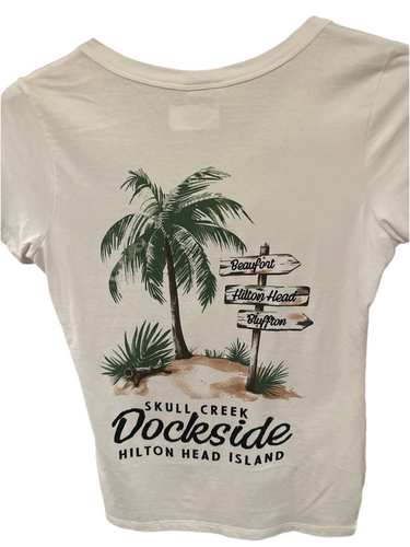 Beach Sign V-Neck-White