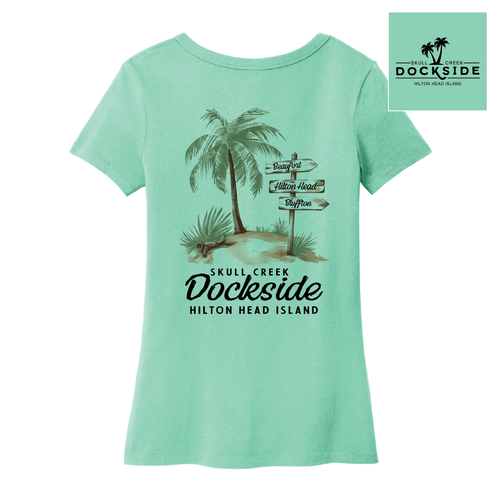Beach Sign V-Neck Jade